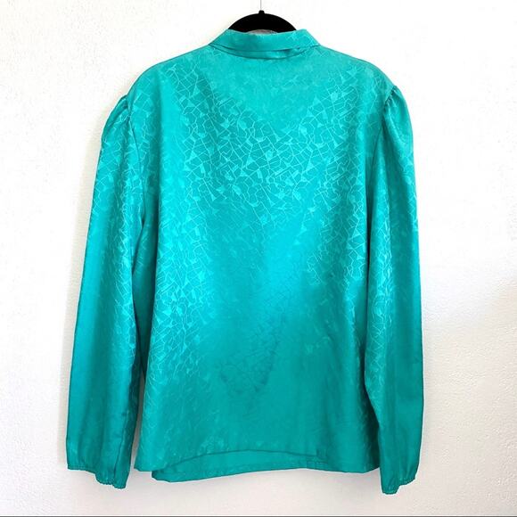 Blair Vintage Tie Neck Elastic Cuff Blouse Size 10 - Picture 8 of 8